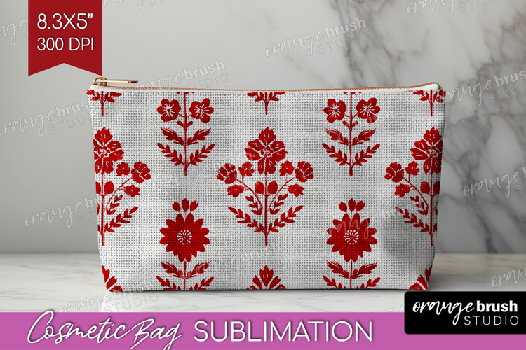 Scandi Flowers Cosmetic Bag - Scandinavian Makeup Bag PNG