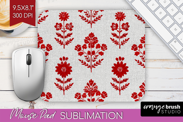 Scandi Flowers Mouse Pad Sublimation - Scandinavian Mousepad