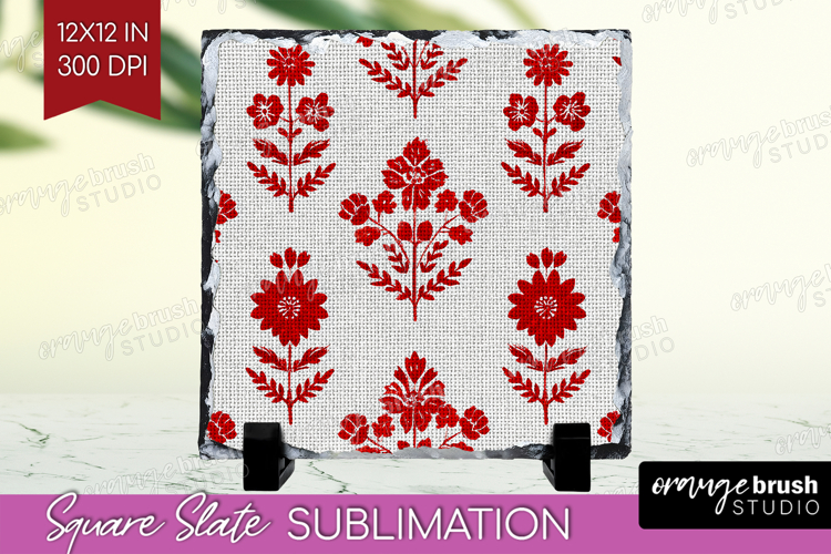 Scandi Flowers Slate PNG - Scandinavian Square Slate