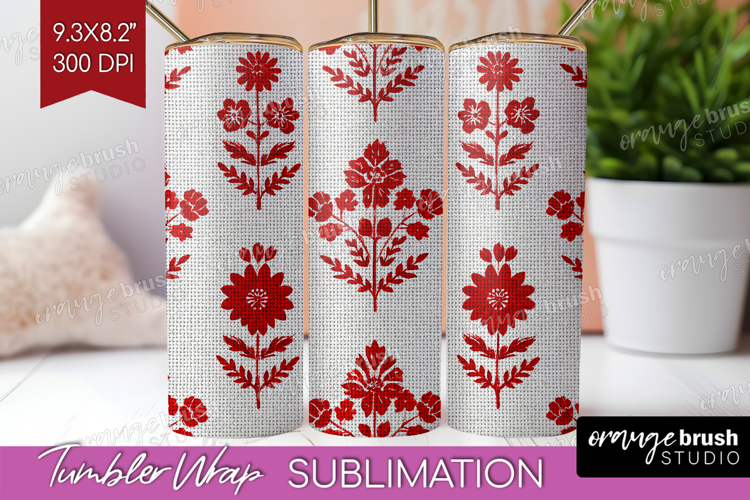Scandi Flowers Tumbler Wrap - Scandinavian Tumbler PNG