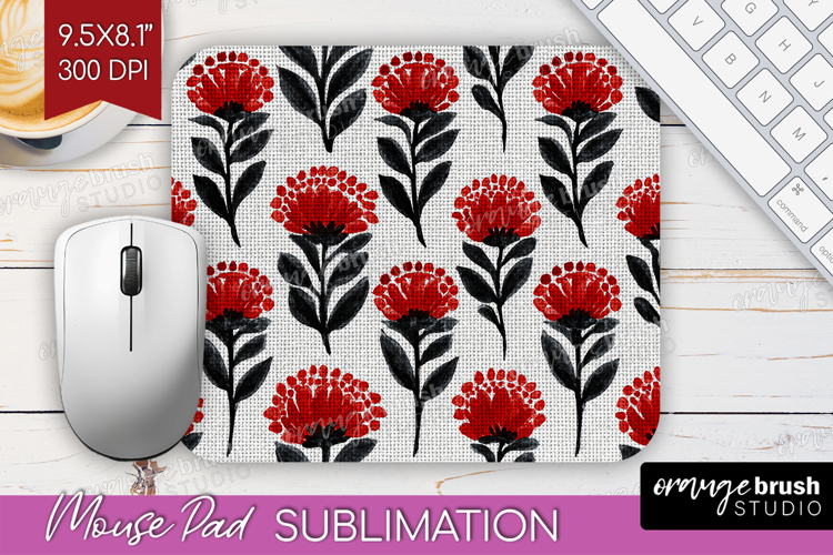 Scandi Flowers Mouse Pad Sublimation - Scandinavian Mousepad