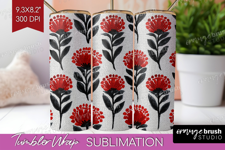 Scandi Flowers Tumbler Wrap - Scandinavian Tumbler PNG