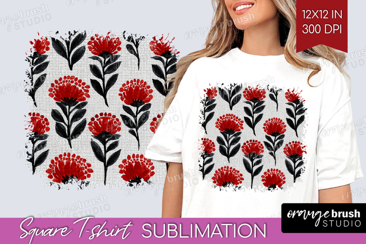 Scandi Flowers Square Tshirt Background - Scandinavian PNG