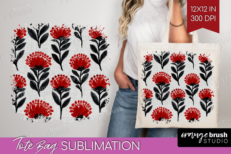 Scandi Flowers Tote Bag - Scandinavian Tote Bag PNG