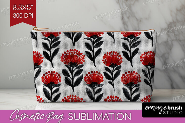 Scandi Flowers Cosmetic Bag - Scandinavian Makeup Bag PNG example image 1