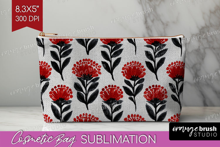 Scandi Flowers Cosmetic Bag - Scandinavian Makeup Bag PNG