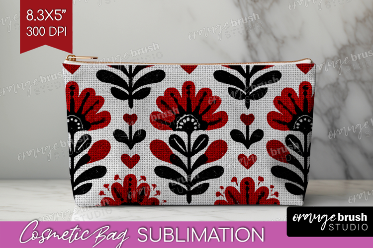 Scandi Flowers Cosmetic Bag - Scandinavian Makeup Bag PNG