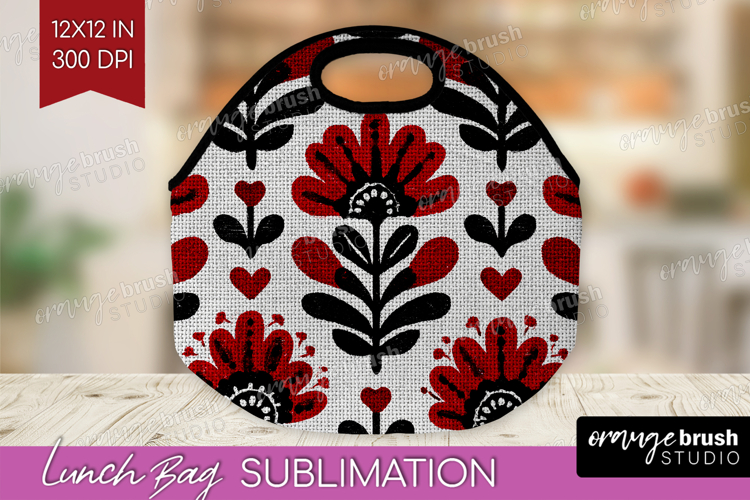 Scandi Flowers Lunch Bag - Scandinavian Lunch Bug PNG