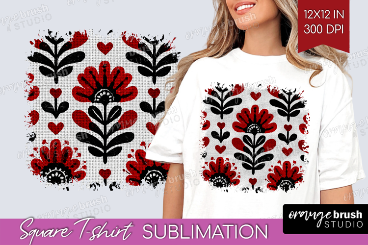 Scandi Flowers Square Tshirt Background - Scandinavian PNG