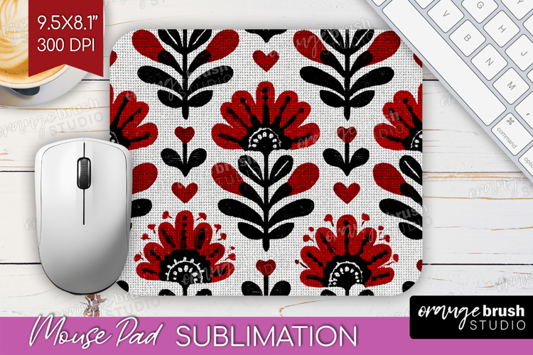 Scandi Flowers Mouse Pad Sublimation - Scandinavian Mousepad