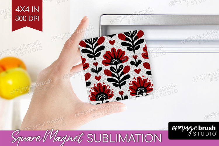 Scandi Flowers Magnet Sublimation - Scandinavian Square PNG