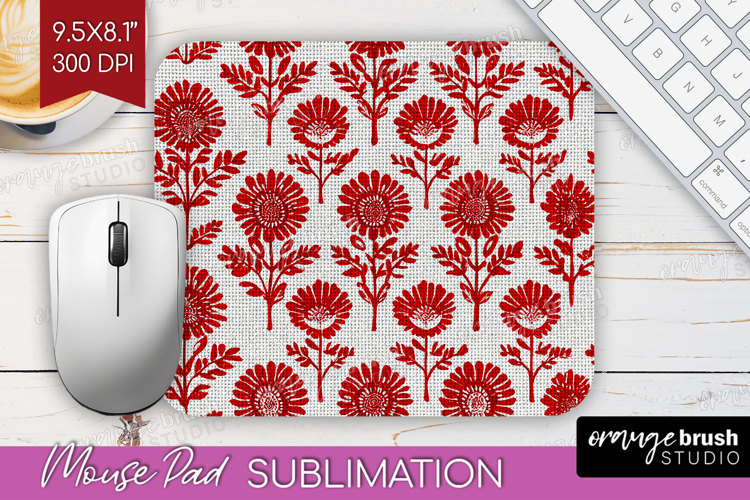 Scandi Flowers Mouse Pad Sublimation - Scandinavian Mousepad