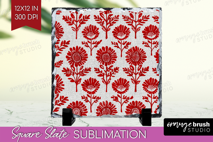 Scandi Flowers Slate PNG - Scandinavian Square Slate