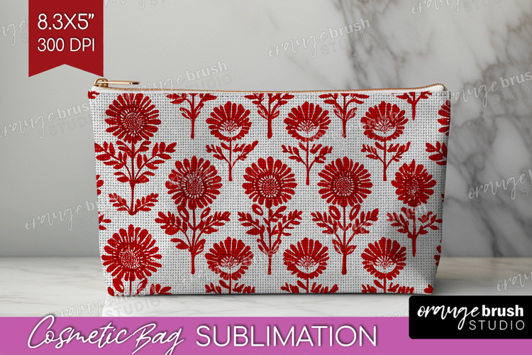 Scandi Flowers Cosmetic Bag - Scandinavian Makeup Bag PNG
