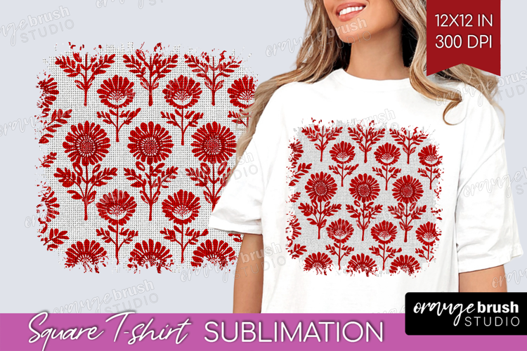Scandi Flowers Square Tshirt Background - Scandinavian PNG