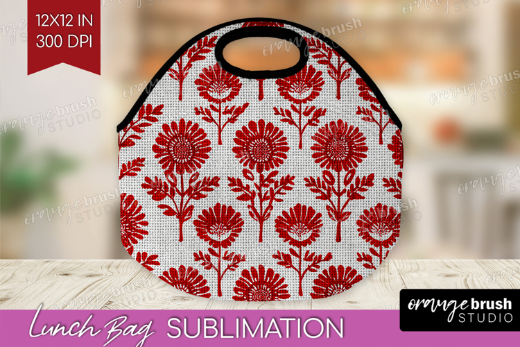 Scandi Flowers Lunch Bag - Scandinavian Lunch Bug PNG