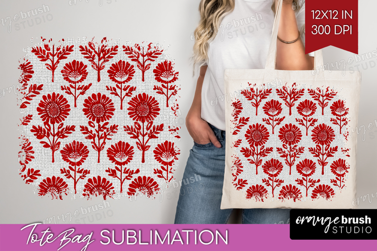 Scandi Flowers Tote Bag - Scandinavian Tote Bag PNG