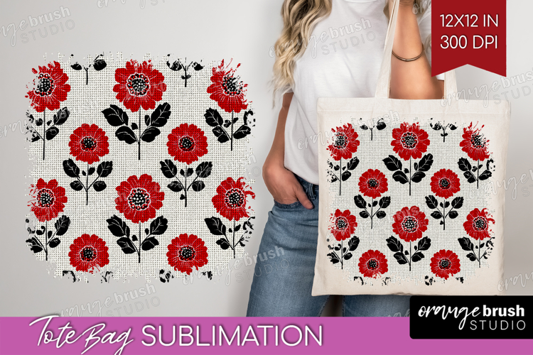 Scandi Flowers Tote Bag - Scandinavian Tote Bag PNG