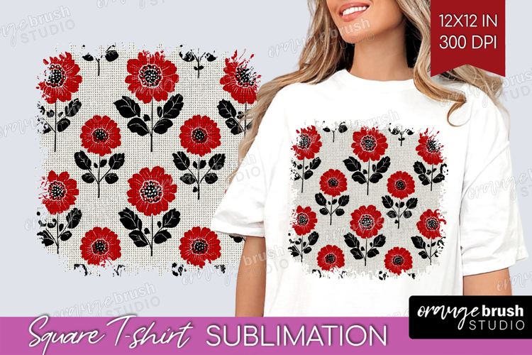 Scandi Flowers Square Tshirt Background - Scandinavian PNG