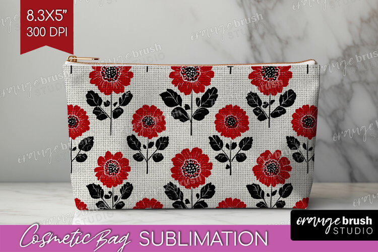 Scandi Flowers Cosmetic Bag - Scandinavian Makeup Bag PNG example image 1