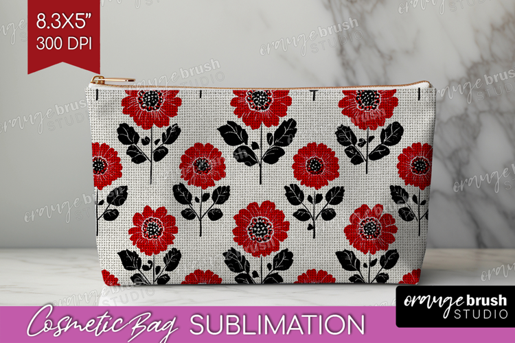 Scandi Flowers Cosmetic Bag - Scandinavian Makeup Bag PNG