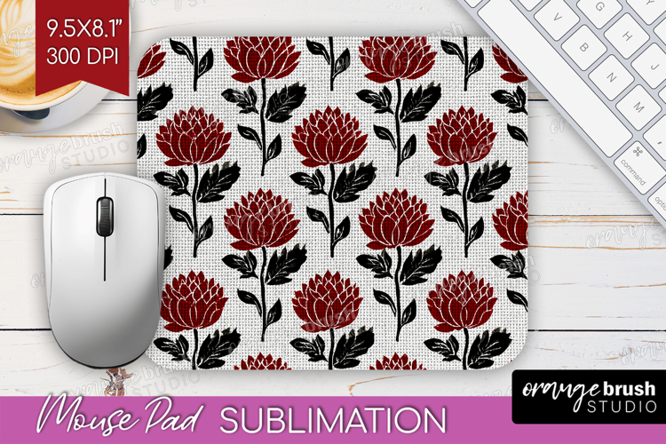Scandi Flowers Mouse Pad Sublimation - Scandinavian Mousepad