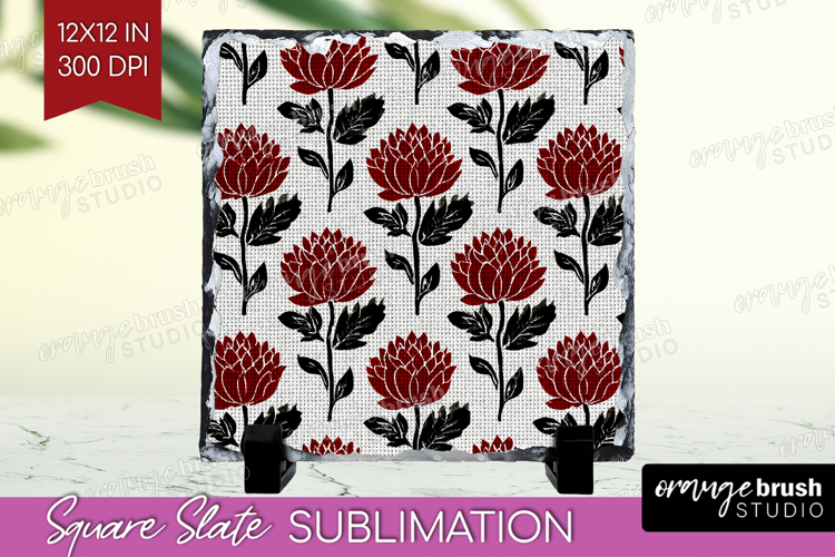 Scandi Flowers Slate PNG - Scandinavian Square Slate