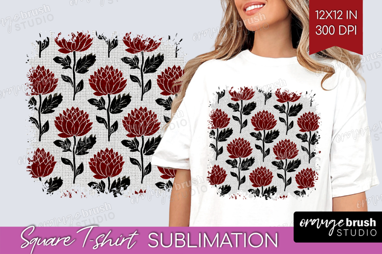 Scandi Flowers Square Tshirt Background - Scandinavian PNG