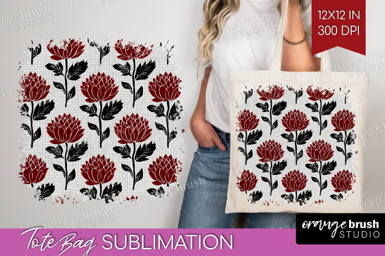 Scandi Flowers Tote Bag - Scandinavian Tote Bag PNG