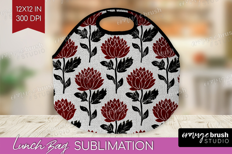 Scandi Flowers Lunch Bag - Scandinavian Lunch Bug PNG