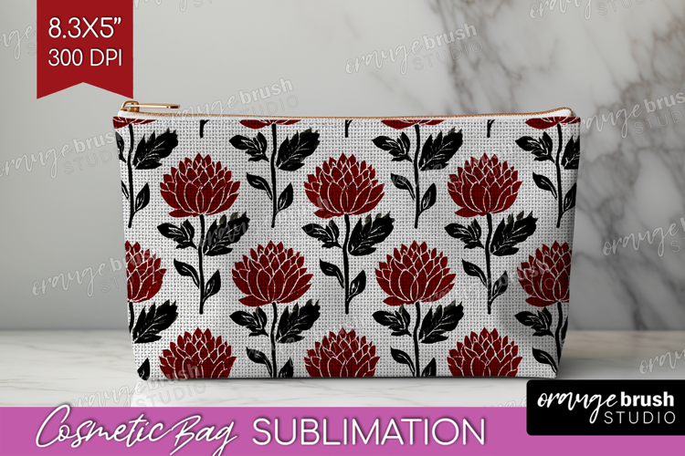 Scandi Flowers Cosmetic Bag - Scandinavian Makeup Bag PNG