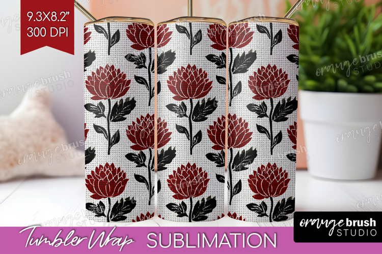 Scandi Flowers Tumbler Wrap - Scandinavian Tumbler PNG