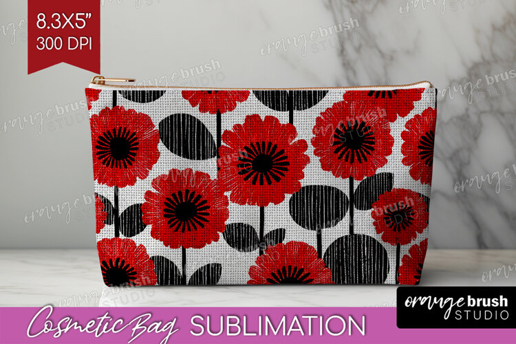 Scandi Flowers Cosmetic Bag - Scandinavian Makeup Bag PNG example image 1