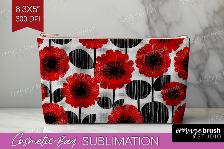 Scandi Flowers Cosmetic Bag - Scandinavian Makeup Bag PNG
