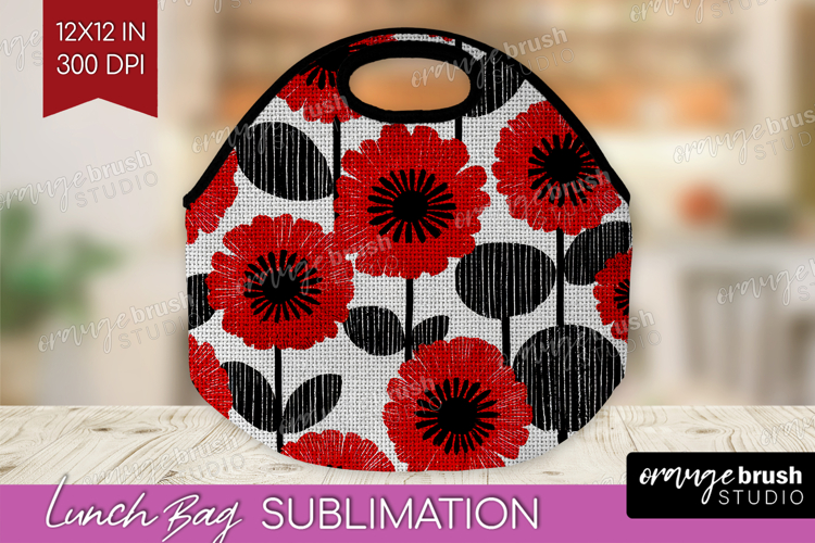 Scandi Flowers Lunch Bag - Scandinavian Lunch Bug PNG