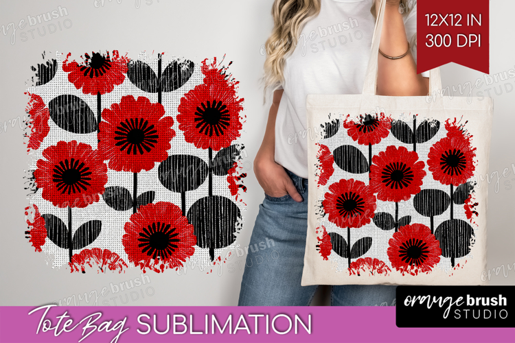 Scandi Flowers Tote Bag - Scandinavian Tote Bag PNG