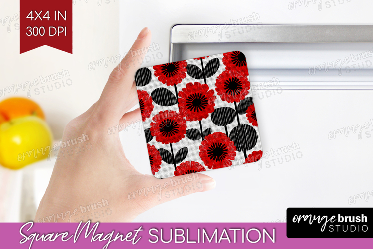 Scandi Flowers Magnet Sublimation - Scandinavian Square PNG