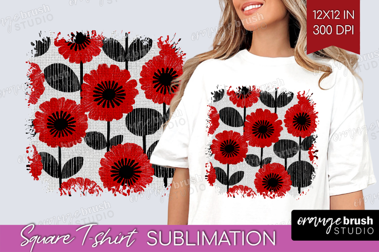 Scandi Flowers Square Tshirt Background - Scandinavian PNG