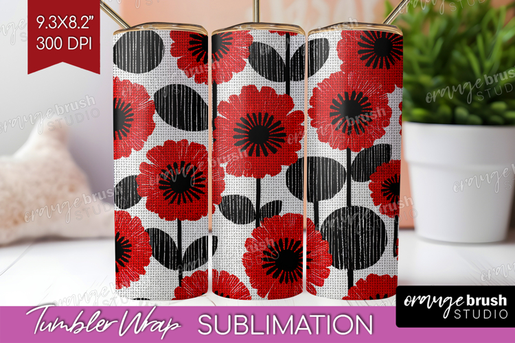 Scandi Flowers Tumbler Wrap - Scandinavian Tumbler PNG