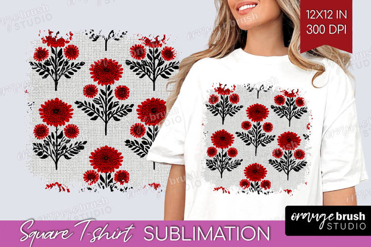 Scandi Flowers Square Tshirt Background - Scandinavian PNG