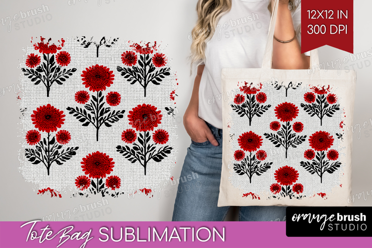 Scandi Flowers Tote Bag - Scandinavian Tote Bag PNG