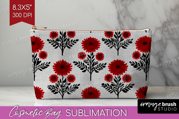 Scandi Flowers Cosmetic Bag - Scandinavian Makeup Bag PNG