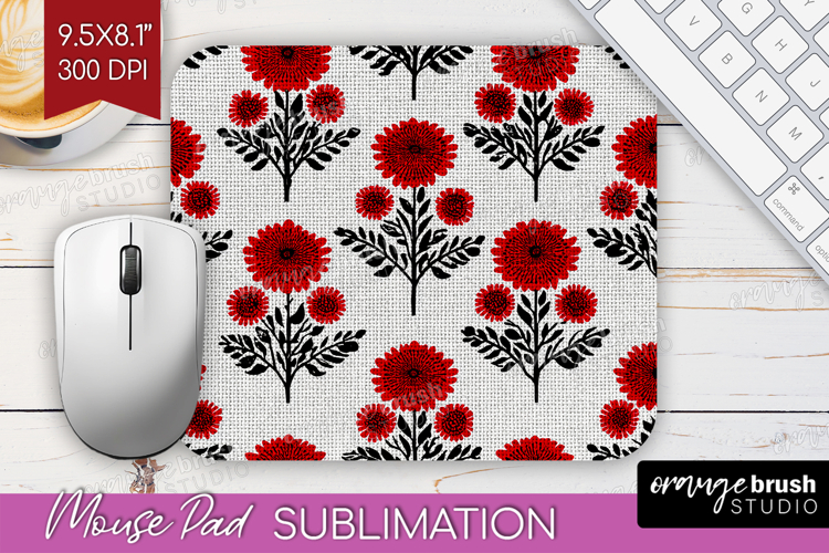 Scandi Flowers Mouse Pad Sublimation - Scandinavian Mousepad