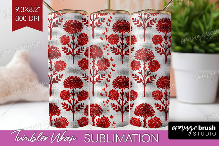 Scandi Flowers Tumbler Wrap - Scandinavian Tumbler PNG