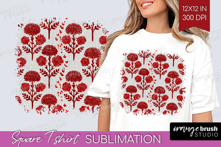 Scandi Flowers Square Tshirt Background - Scandinavian PNG