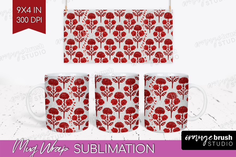 Scandi Flowers Mug Wrap - Scandinavian Mug PNG Sublimation