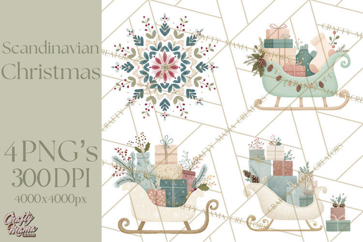 Minimalist Scandinavian Christmas PNG, Nordic Holiday