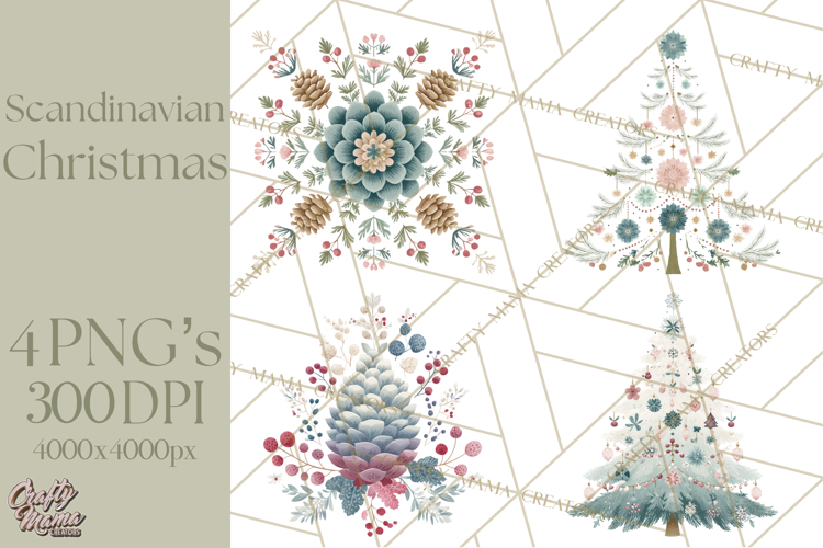 Minimalist Scandinavian Christmas PNG, Nordic Holiday