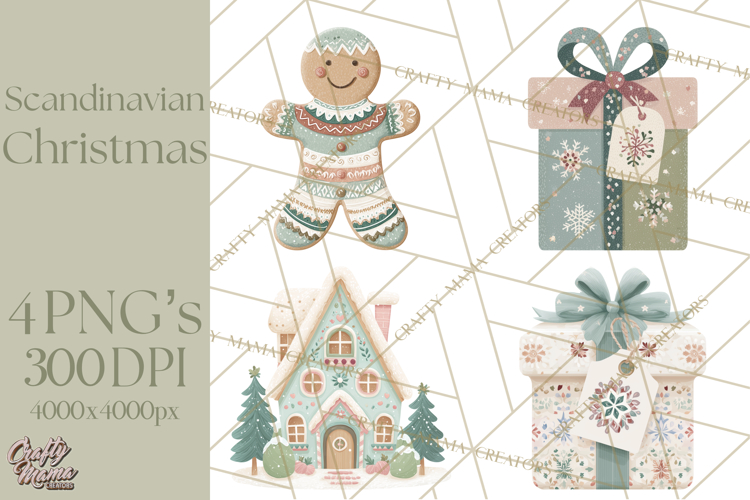 Minimalist Scandinavian Christmas PNG, Nordic Holiday
