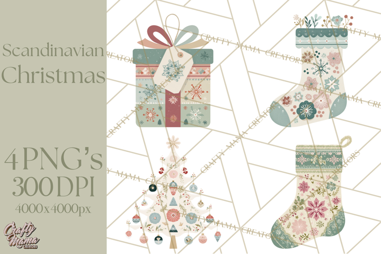 Minimalist Scandinavian Christmas PNG, Nordic Holiday